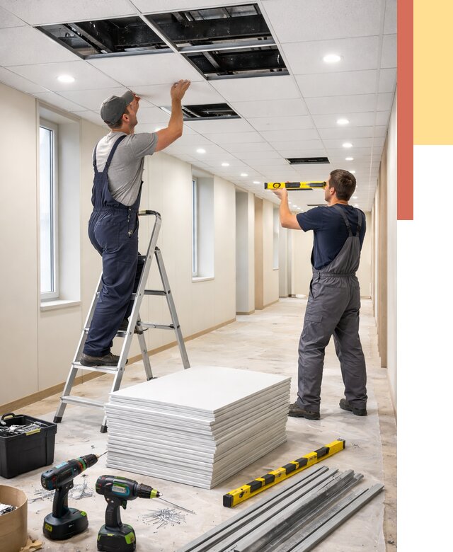 Ремонт потолка Армстронг в Краснокаменске от 4599 руб. — быстро и недорого | ОТДЕЛОЧНИК-Ксн