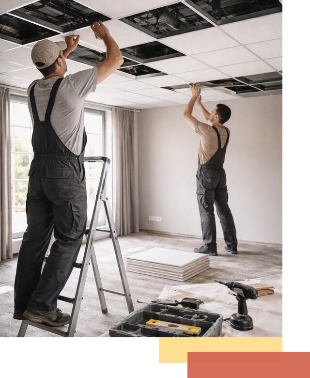 Замена плит подвесного потолка в Краснокаменске быстро и качественно