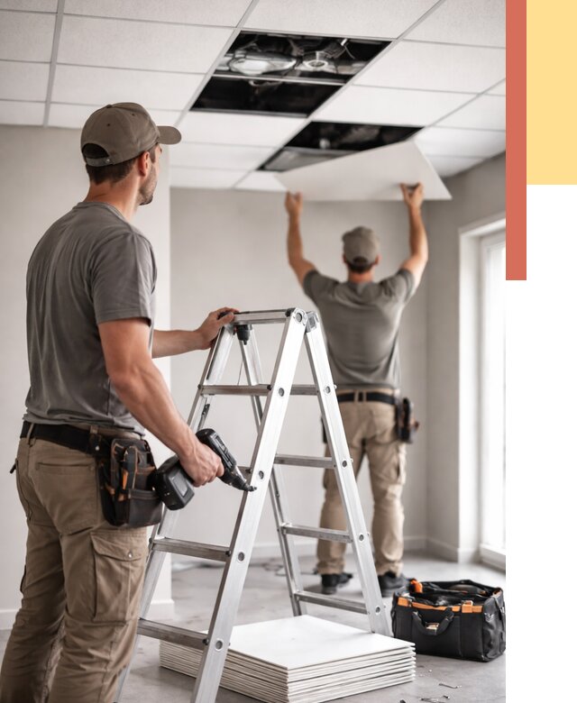 Обслуживание подвесного потолка в Краснокаменске от 3577 руб. — быстро и недорого | ОТДЕЛОЧНИК-Ксн