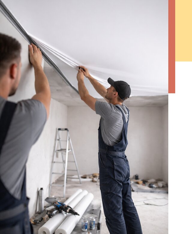 Монтаж матового натяжного потолка в Краснокаменске от 4599 руб./м² — быстро и недорого | ОТДЕЛОЧНИК-Ксн