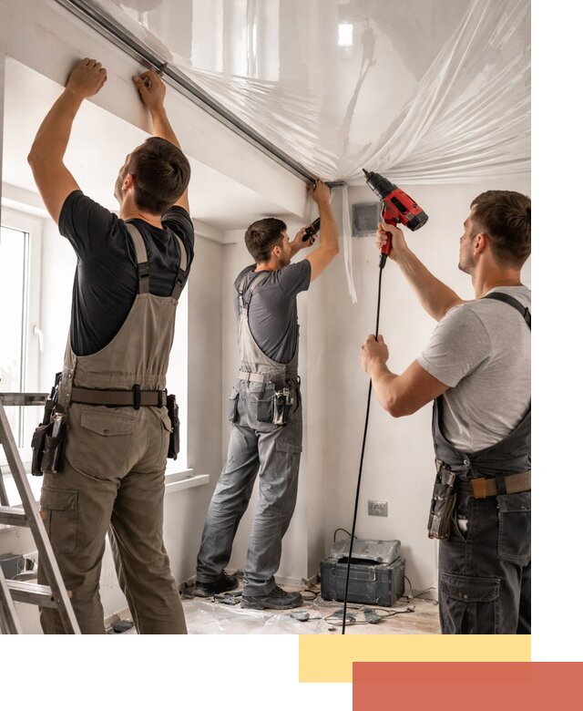 Монтаж глянцевого натяжного потолка в Краснокаменске быстро и качественно