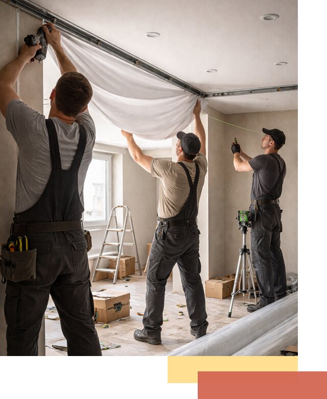 Монтаж парящего натяжного потолка под ключ в Краснокаменске