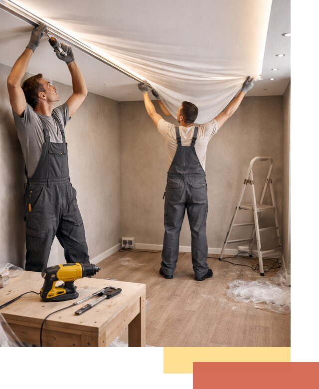 Монтаж натяжного потолка с подсветкой в Краснокаменске цена и сроки