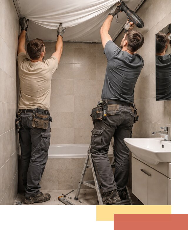 Монтаж натяжного потолка в ванной в Краснокаменске быстро и качественно