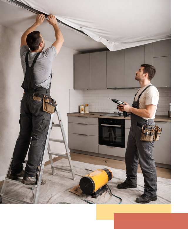 Монтаж натяжного потолка на кухне в Краснокаменске