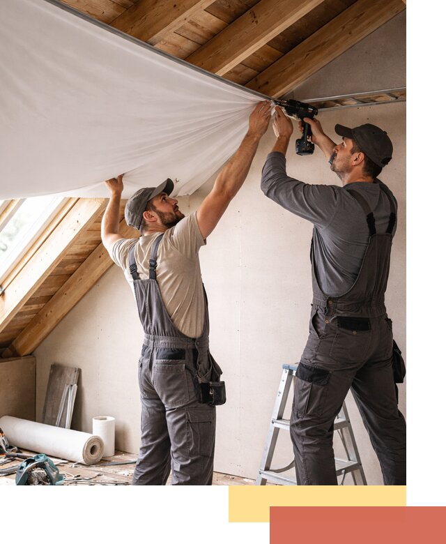 Монтаж натяжного потолка в мансарде в Краснокаменске
