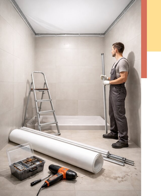 Монтаж натяжного потолка в санузле в Краснокаменске от 1891 руб. — ОТДЕЛОЧНИК-Ксн