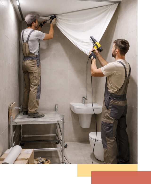 Монтаж натяжного потолка в санузле в Краснокаменске