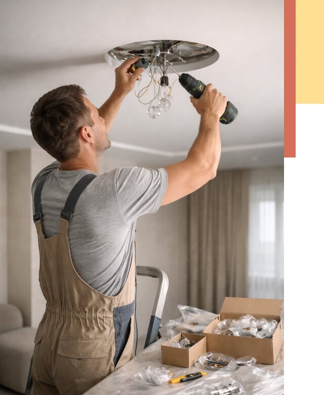 Установка люстры в натяжной потолок в Краснокаменске от 1227 руб. | Быстро и недорого — ОТДЕЛОЧНИК-Ксн