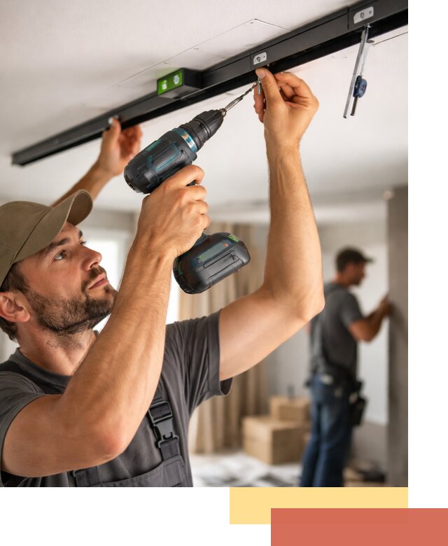 Установка трековых светильников в натяжной потолок в Краснокаменске