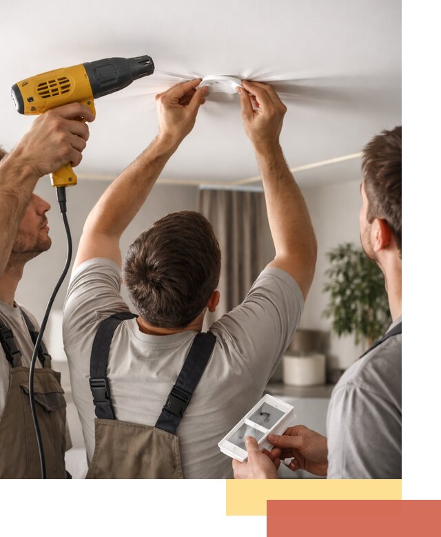 Ремонт прокола полотна натяжного потолка в Краснокаменске