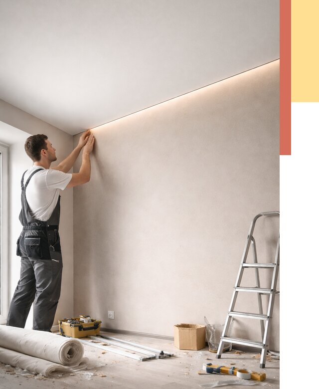 Теневые натяжные потолки в Краснокаменске от 8381 руб. под ключ | ОТДЕЛОЧНИК-Ксн