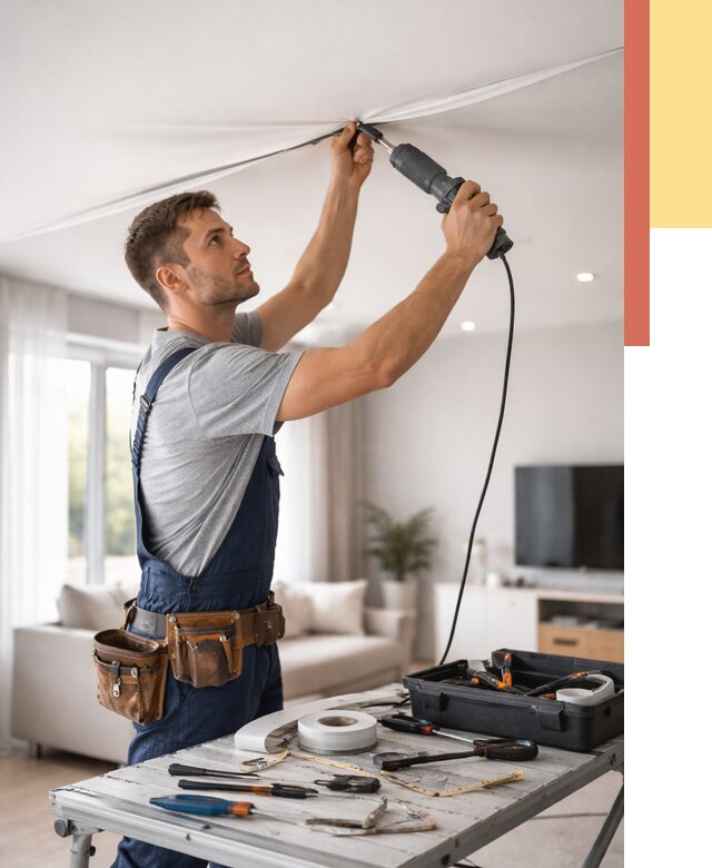 Ремонт натяжных потолков в Краснокаменске от 9710 руб. под ключ — ОТДЕЛОЧНИК-Ксн