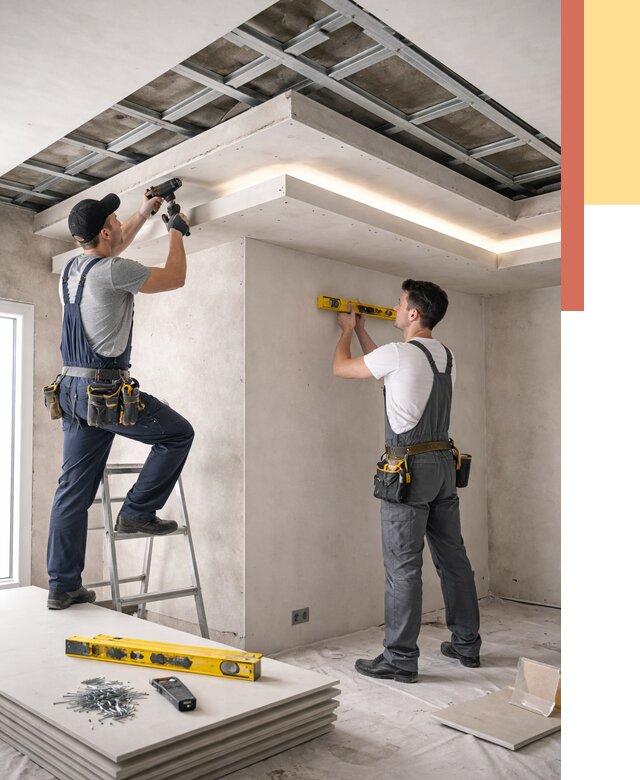 Двухуровневый потолок из гипсокартона в Краснокаменске от 1482 руб. под ключ | ОТДЕЛОЧНИК-Ксн