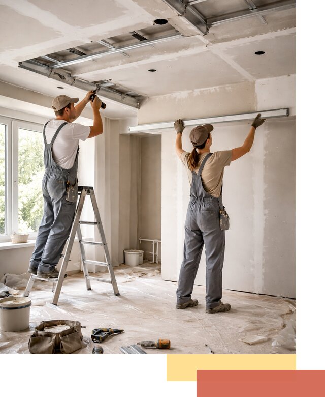 Монтаж многоуровневого потолка из гипсокартона в Краснокаменске