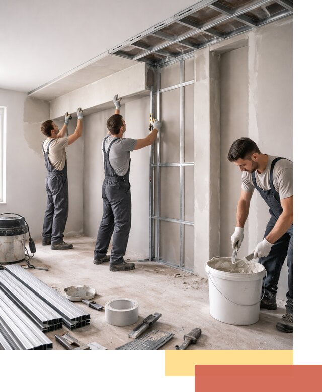 Монтаж потолка из гипсокартона с нишей в Краснокаменске