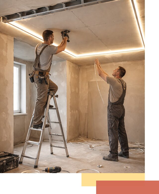 Потолок из гипсокартона с подсветкой в Краснокаменске