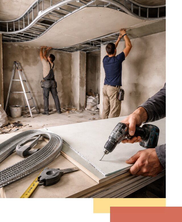 Криволинейный потолок из гипсокартона в Краснокаменске — монтаж и отделка