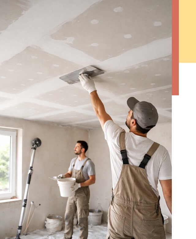 Шпаклевка потолка из гипсокартона в Краснокаменске от 3271 руб./м2 — услуги под ключ | ОТДЕЛОЧНИК-Ксн
