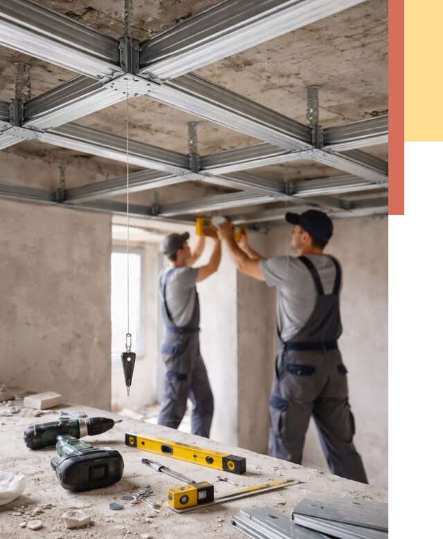 Монтаж каркаса потолка из профиля в Краснокаменске от 4599 руб. — услуги ОТДЕЛОЧНИК-Ксн