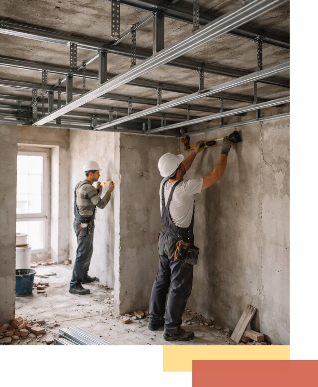 Монтаж каркаса потолка из профильного профиля в Краснокаменске