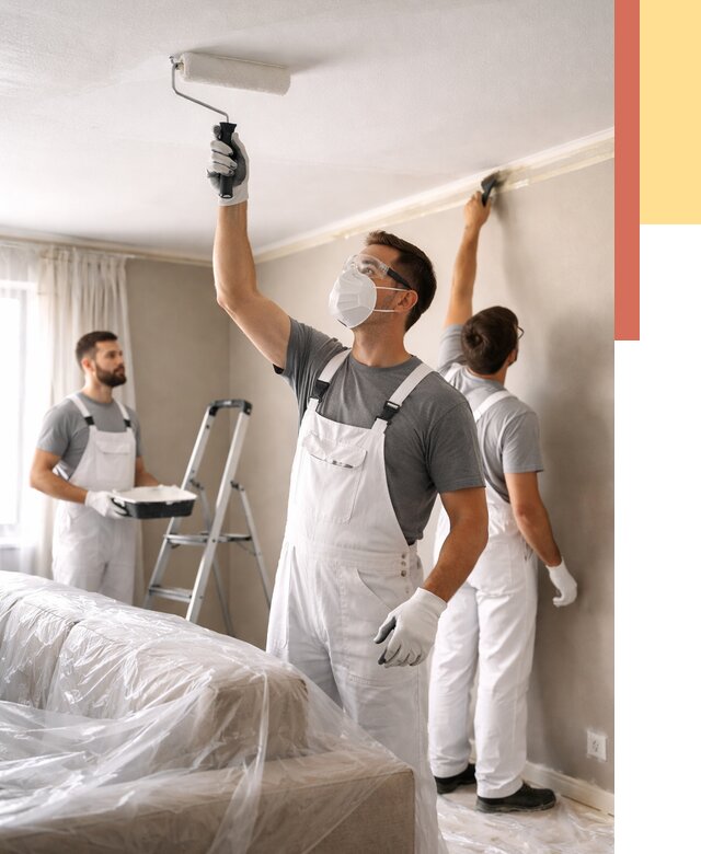 Покраска потолка водоэмельсионной краской в Краснокаменске от 2249 руб/м² — услуги под ключ | ОТДЕЛОЧНИК-Ксн