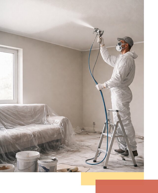 Покраска потолка краскопультом в Краснокаменске быстро и качественно