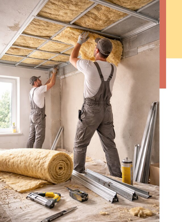 Утепление потолка в Краснокаменске от 7359 руб/м2 — недорого, быстро, под ключ | ОТДЕЛОЧНИК-Ксн